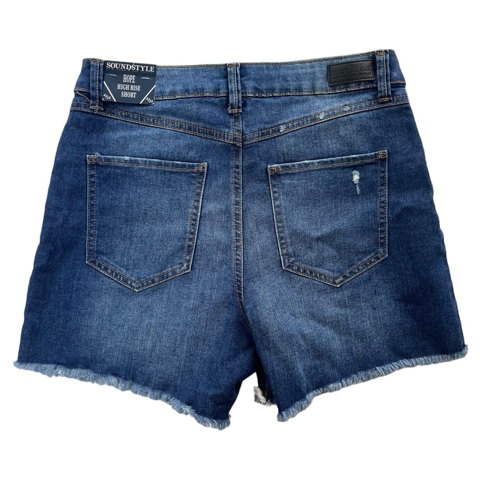 Sound Style Womens 4 26 Med Wash Denim Hope High Rise Vintage Reunion Jean Short - Picture 2 of 14